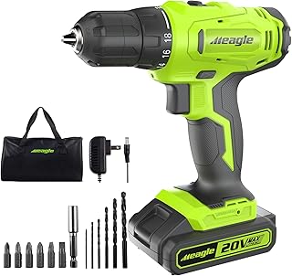Meagle Cordless Drill, 20V Power Drill set with Battery & charger, 2 Variable Speed Electric Power Drill 18+1 Torque Setti...
