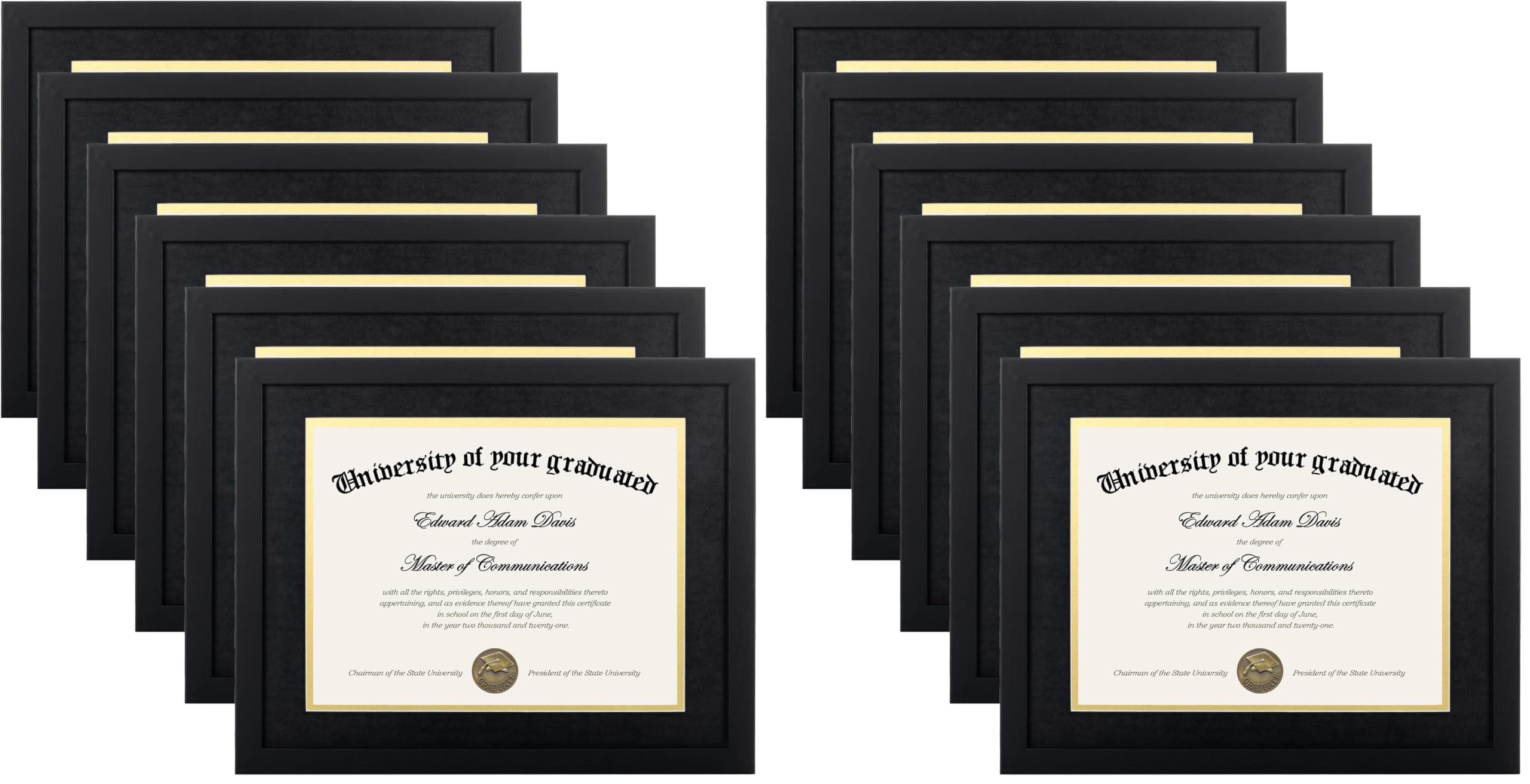 upsimples Diploma Frame with HD Glass, 11x14 Black, 12 Pack