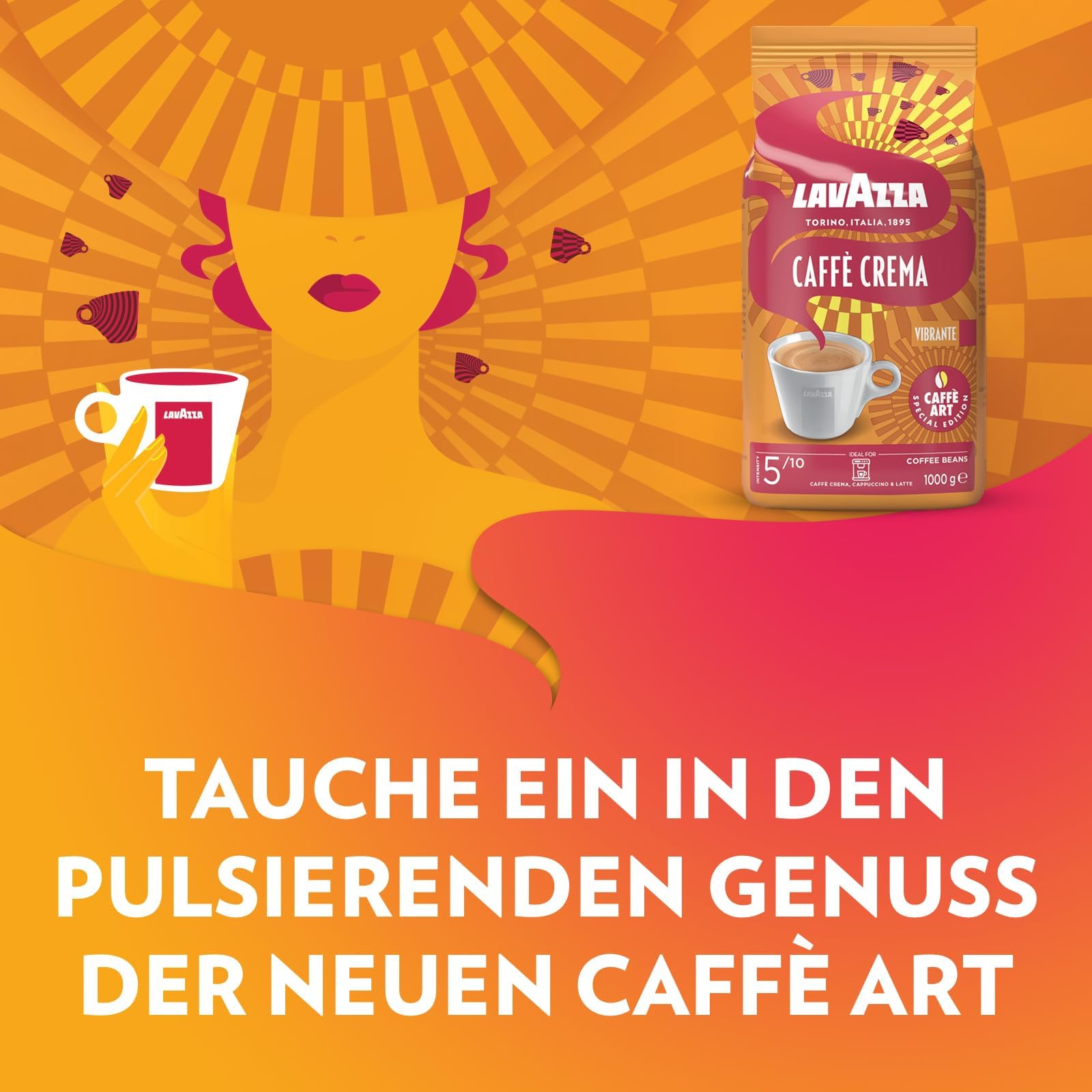 Lavazza, Caffè Crema Leggero, Kaffeebohnen, Ideal für Espresso-Kaffeemaschinen, mit Aromanoten von Kakao und Schokolade, Arabica und Robusta, Intensität 6/10, Mittlerer Röstgrad, 1 kg