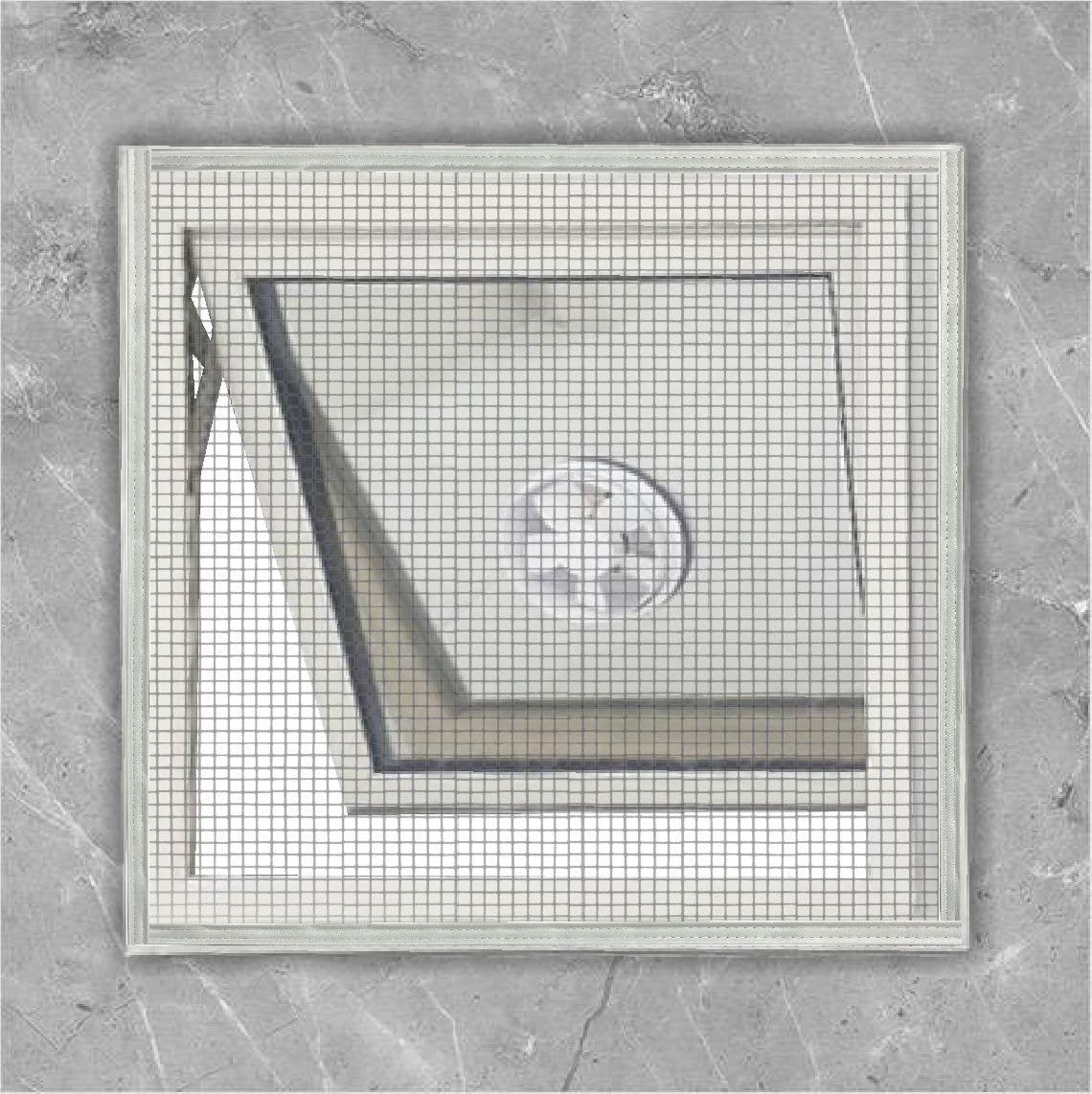 auranest pre stiched mosquito net for kitchen, bathroom window & exhuast fan self adhesive hook & loop tape - 45x60 cm - grey