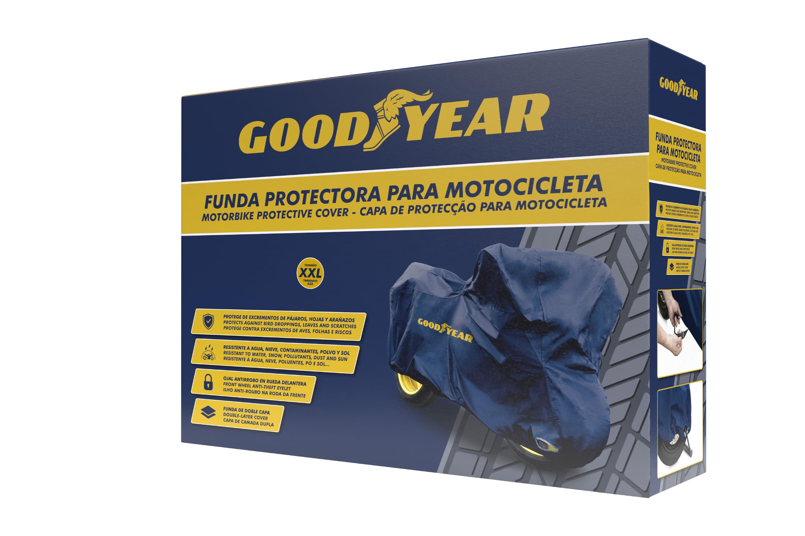 Goodyear GOD7023 Pokrowiec na motocykl wodoszczelny z opakowaniem do przechowywania Niebieski