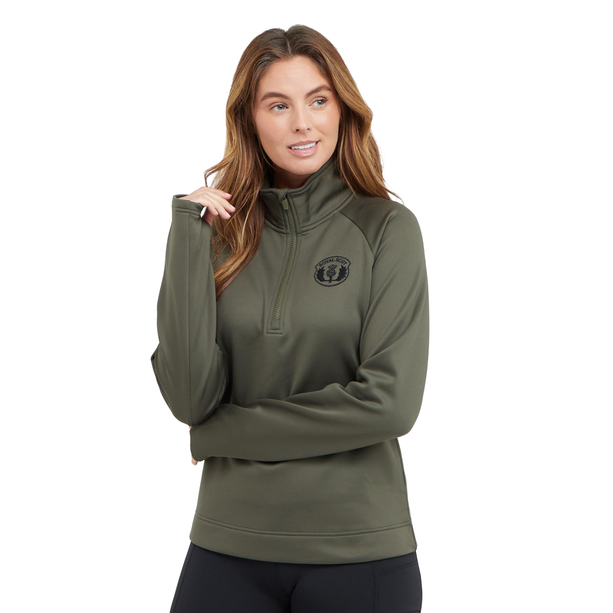 Royal Scot Women's Green Katie 1/4 Zip Sweatshirt Olive
