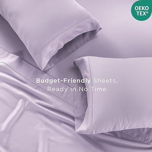 Miniatura 4 de Threadmill Home Linen Bedding - Juego de sábanas de 300 hilos, 100 % algodón, juego de cama de lujo, 4 piezas, tejido de satén suave, color blanco,