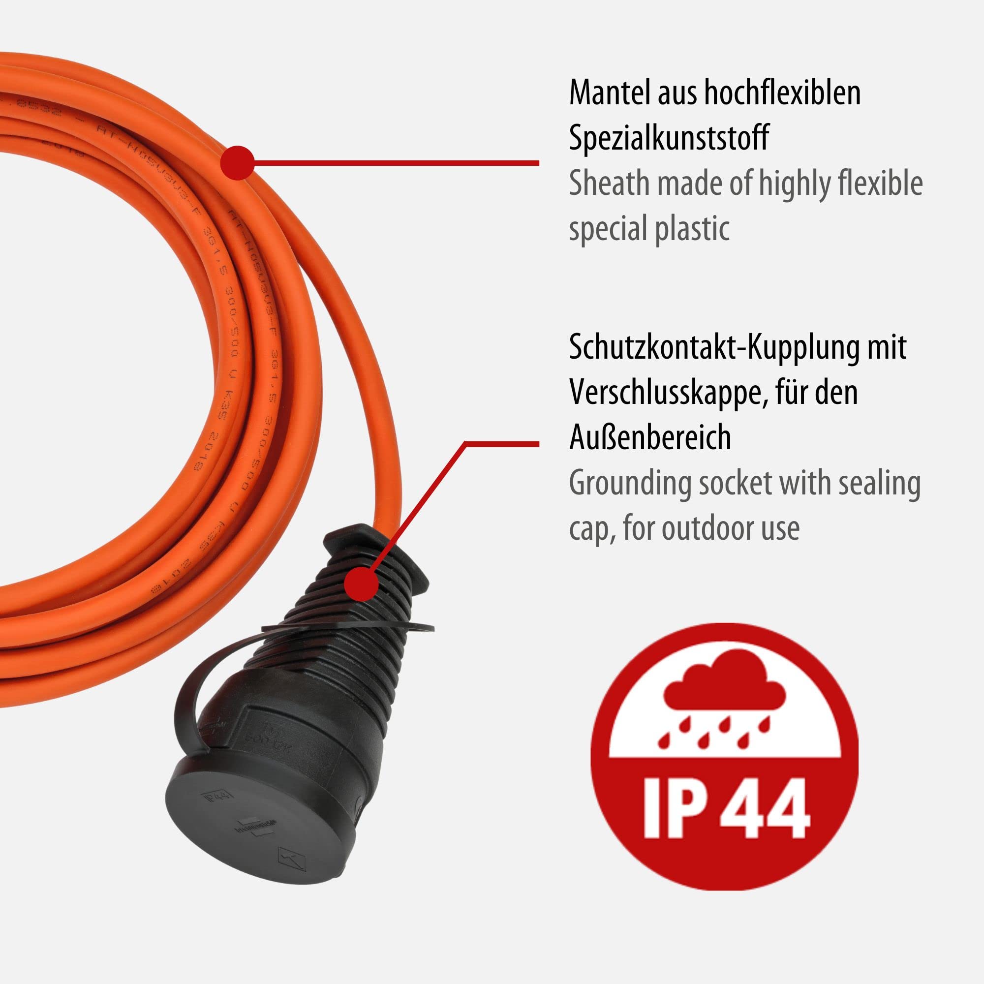 Brennenstuhl Garant S V2 IP44 Kabeltrommel 25m Outdoor & BREMAXX® Verlängerungskabel Orange 25m Kabellänge, Stahlblech, kurzfristiger Einsatz im Außenbereich