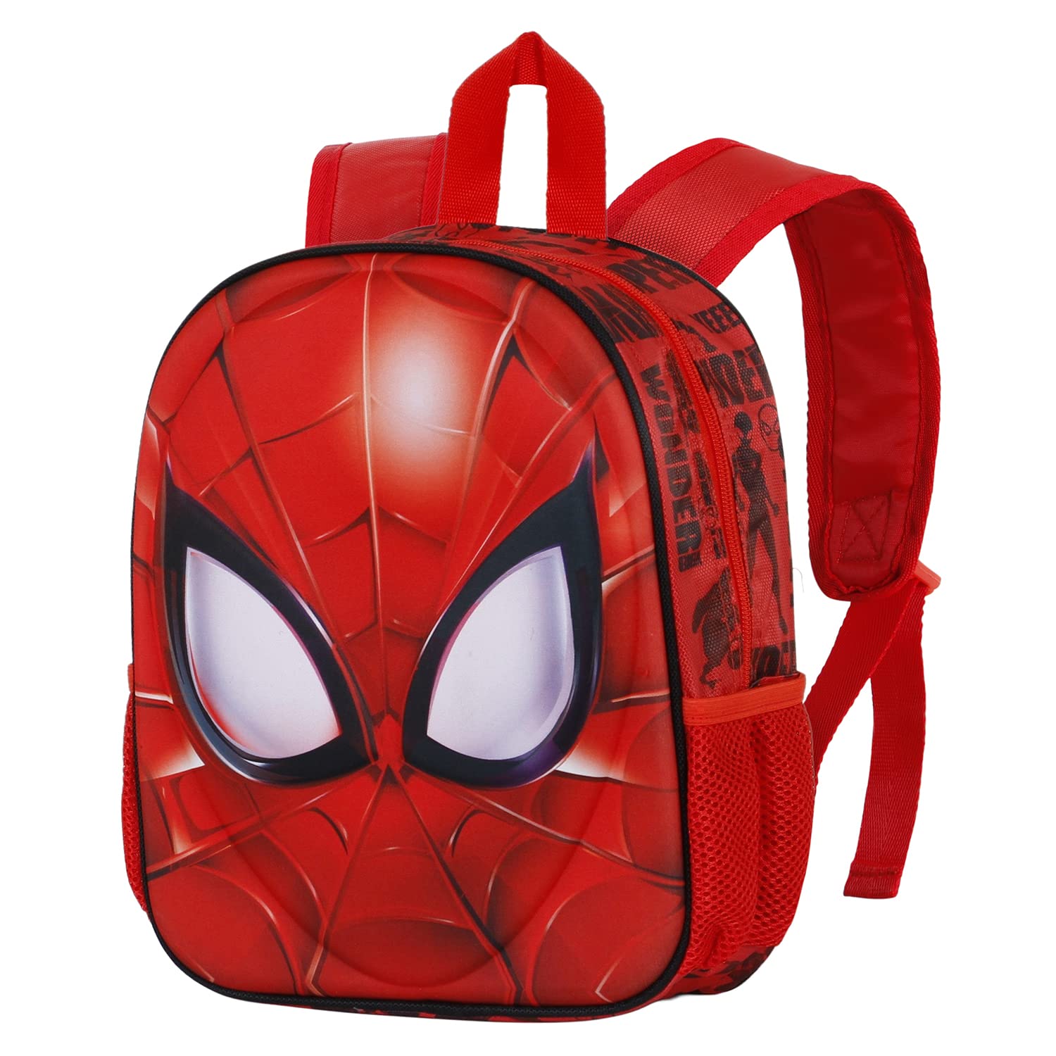 Marvel Spiderman Face-Mochila 3D Pequeña, Rojo, 26 x 31 cm, Capacidad 8.5 L