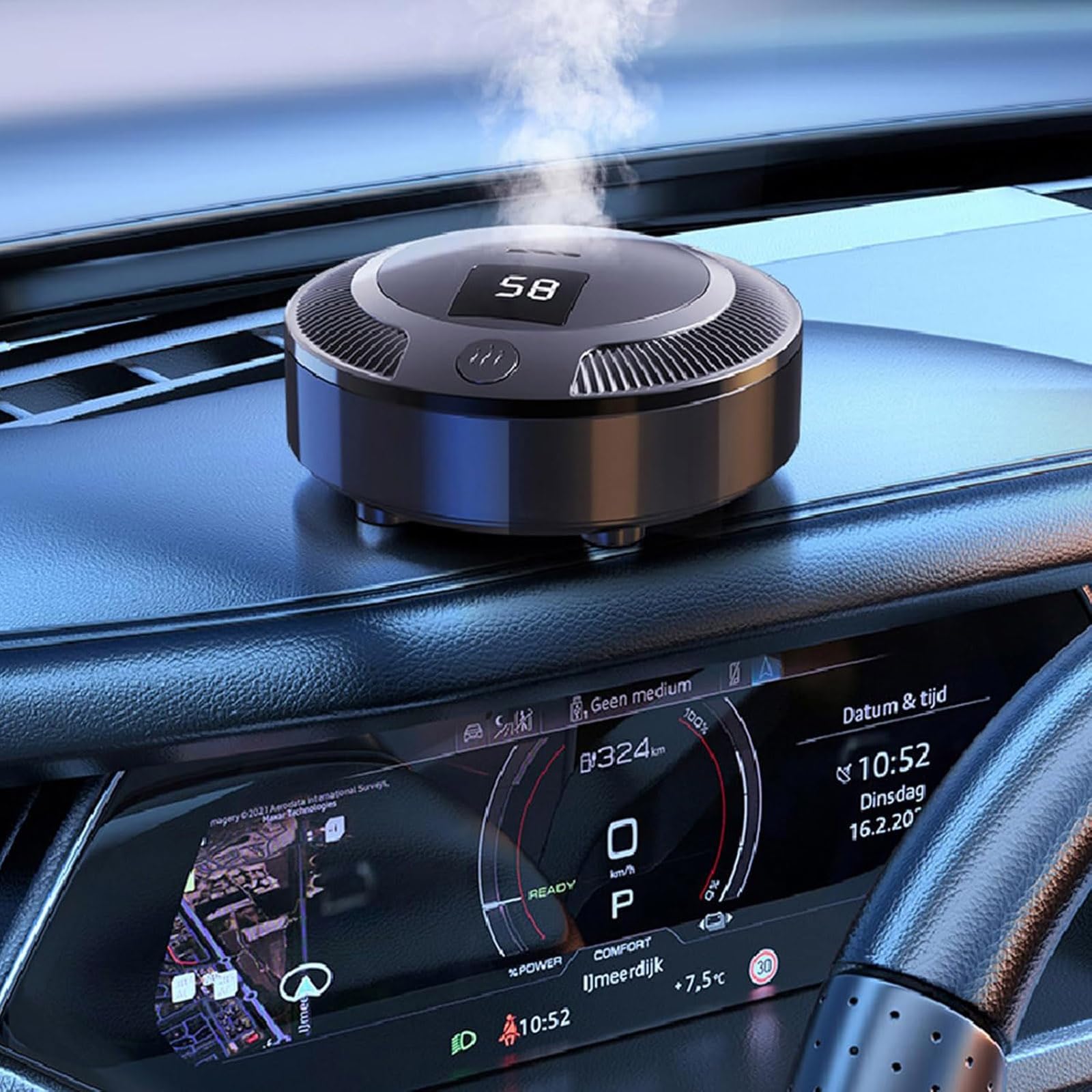 Purificatore d'aria portatile con display digitale, filtro HEPA per auto, casa e ufficio, pulitore ionizzatore d'aria alimentato tramite USB con regolazione multi-velocità e spegnimento automatico
