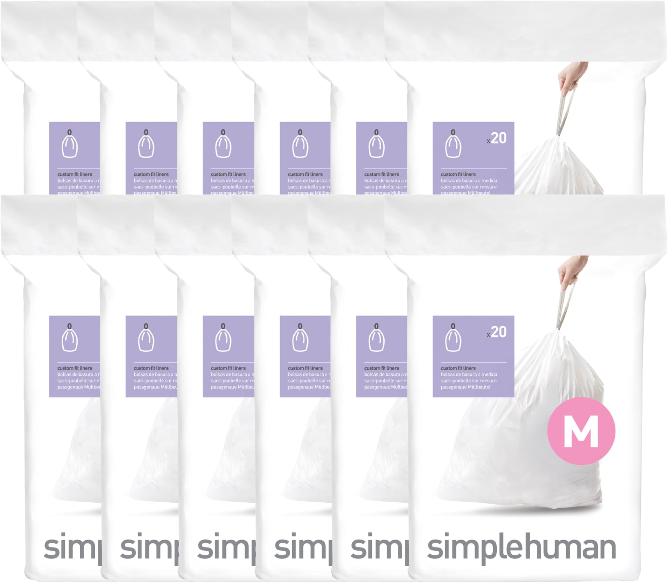 simplehuman Code M Custom Fit Liners, Tall Kitchen Extra