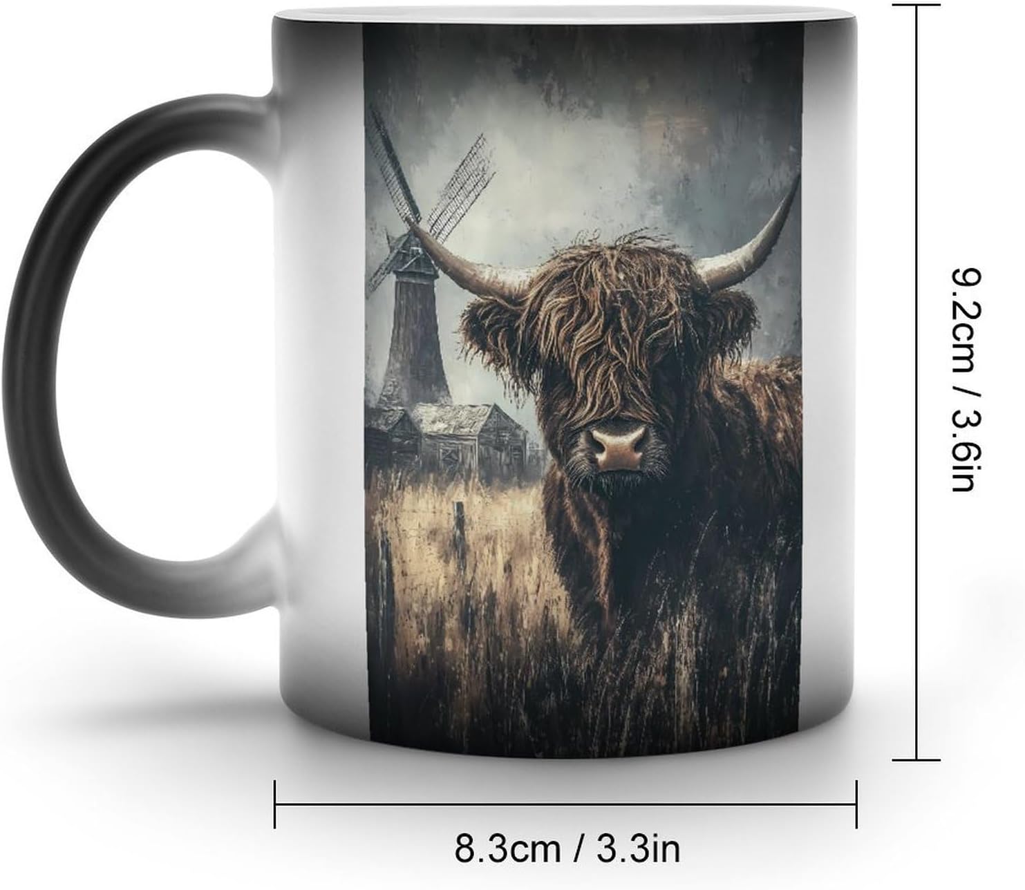 Highland Cow Vintage Painting Funny Color Changing Coffee Mug Ceramic Magic Cup Personalized Discoloration Tea Mugs