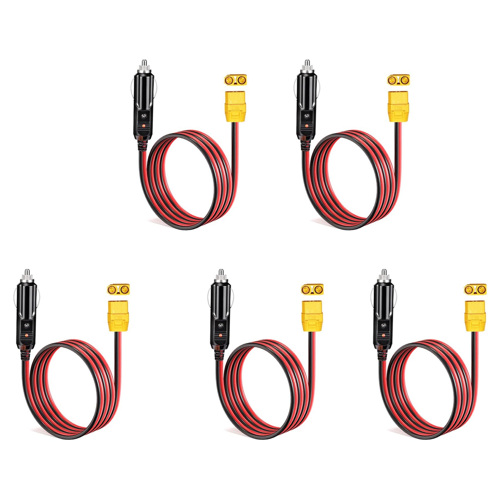 5 cavi di ricarica per accendisigari, XT90 femmina a presa accendisigari, per generatore solare, 14 AWG, 12 V