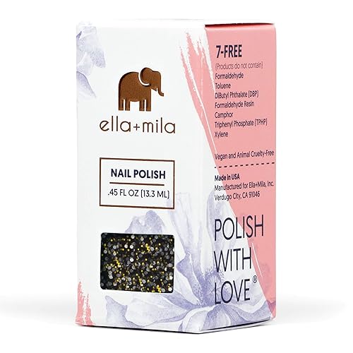 Miniatura 6 de ella+mila Esmalte de uñas negro profesional, de secado rápido, de larga duración y resistente al astillado (Black Tie Affair - 0.45 fl oz)