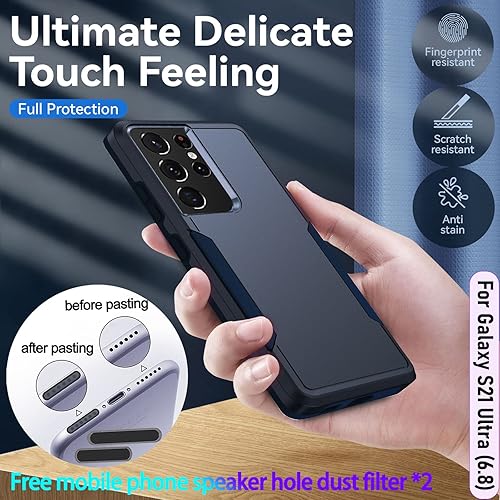 Miniatura 4 de Funda híbrida de doble capa para Galaxy S21 Ultra de 6.8 pulgadas, resistente a los golpes, resistente a los golpes, con 1 soporte magnético para