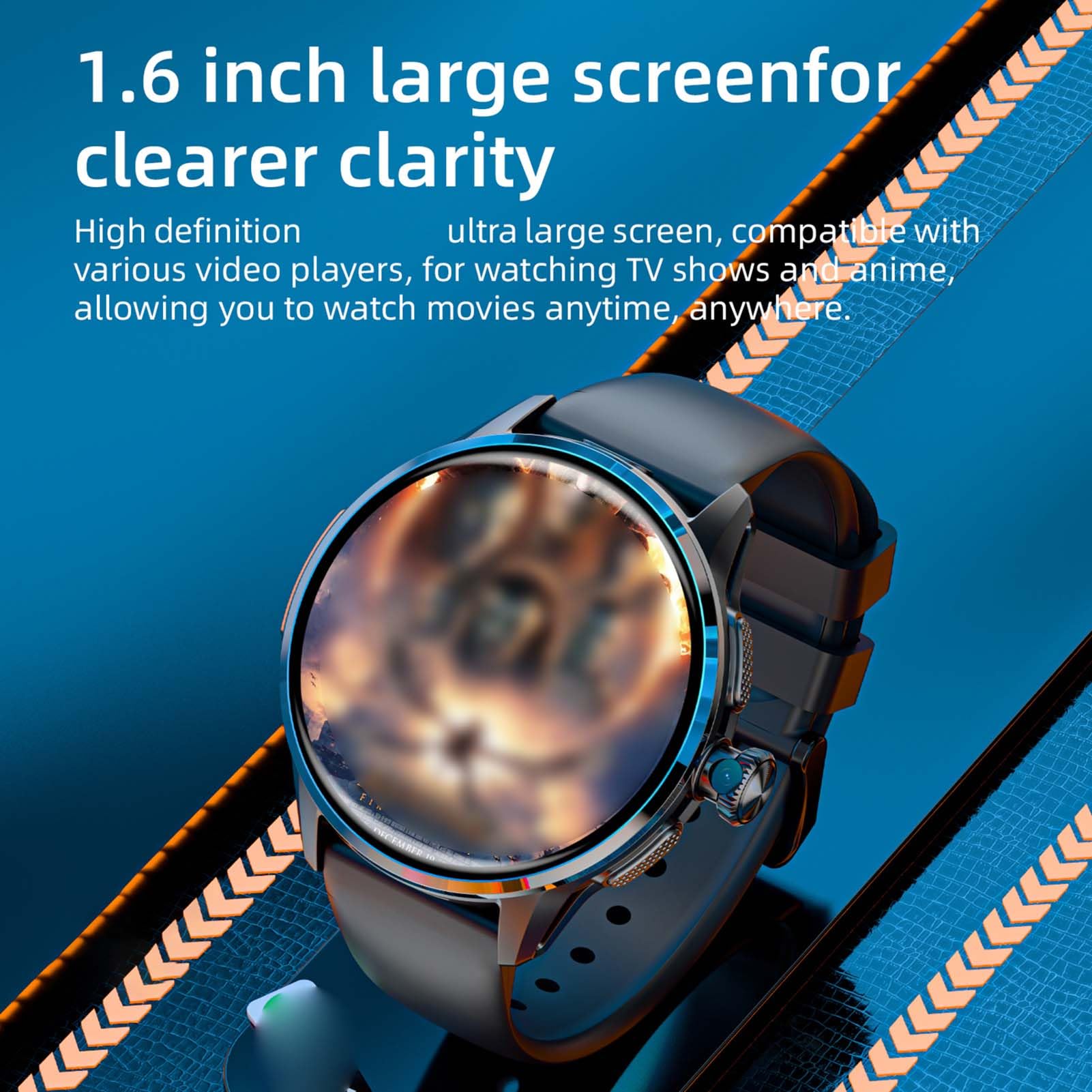Jectse Smart Watch 4G LTE Smartwatch Cellulare 4G con Display HD da 1,6'' Fotocamera Rotante Batteria a Lunga Durata Modalità Multi Sport Chiamate SIM NFC per Uomo Donna (BLACK)