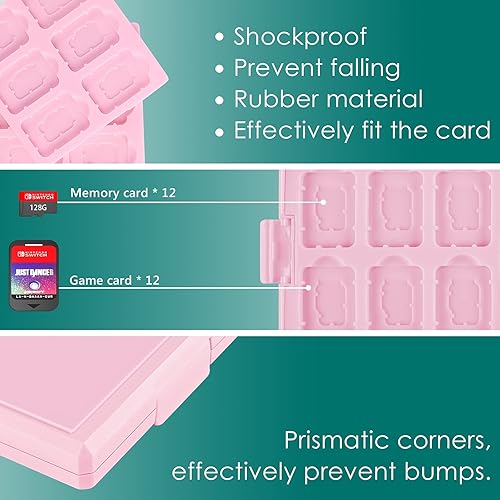 Miniatura 4 de Linkidea Game Card Case Compatible with Nintendo Switch NX NS, Hard Shell Protective Storage Carrying Box with 12 Card Slots and 12 Micro SD Card