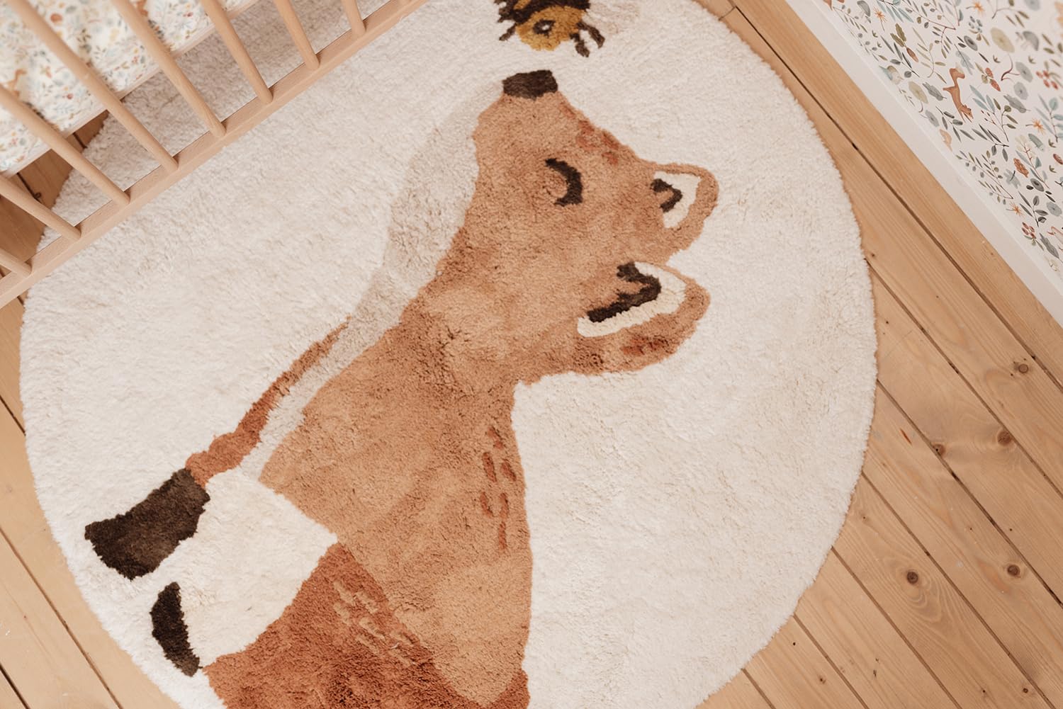 Little Dutch Teppich Kinderzimmer Kinderteppich Fuchs - Forest Friends beige (110x110 cm)