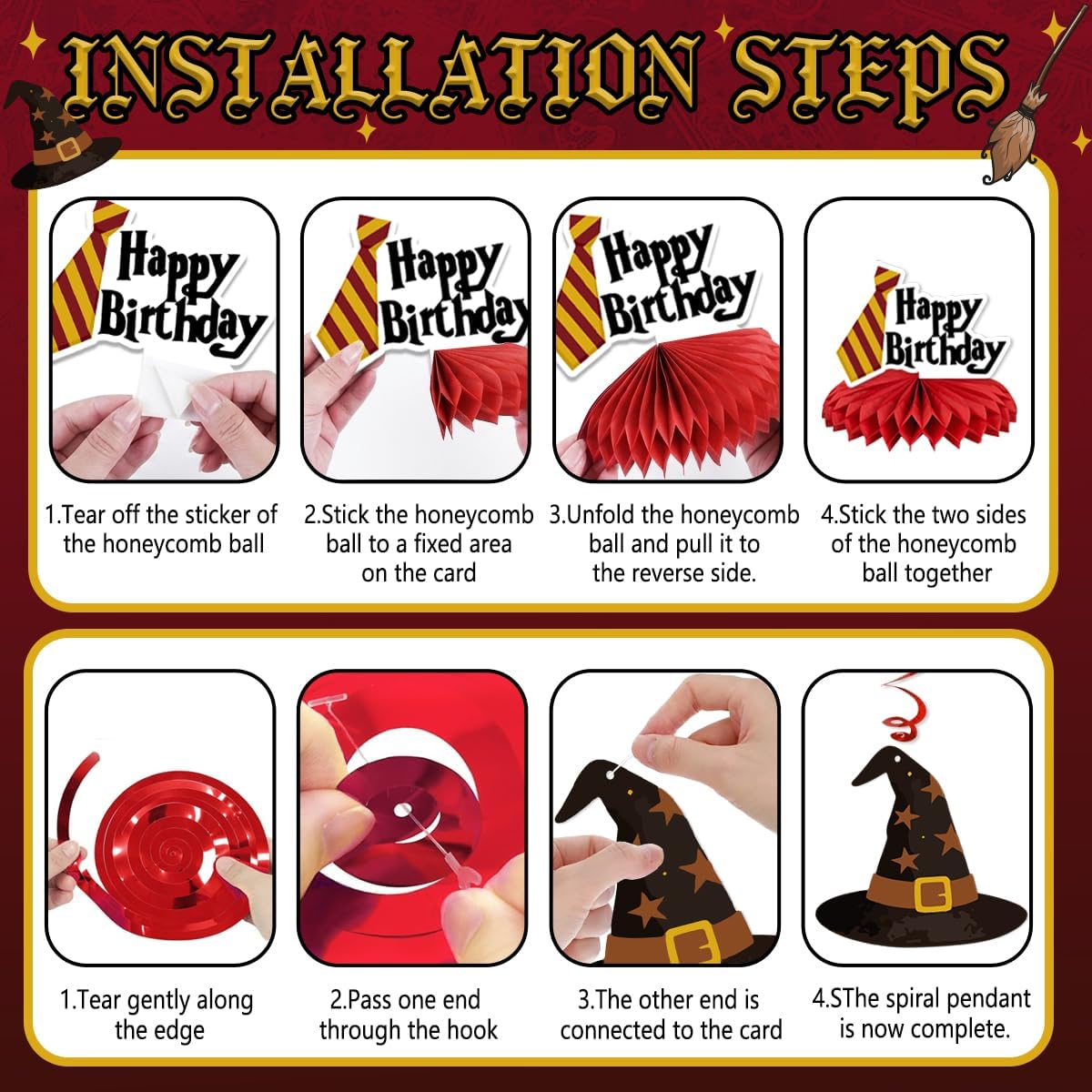 209pcs Wizard Birthday Party Decorations Set, Magic Theme Party Suppliers, Magical Party Decor Includes Balloons, Banner, Plates, Napkins, Tablecloth, Cake Topper for 26 Guest set