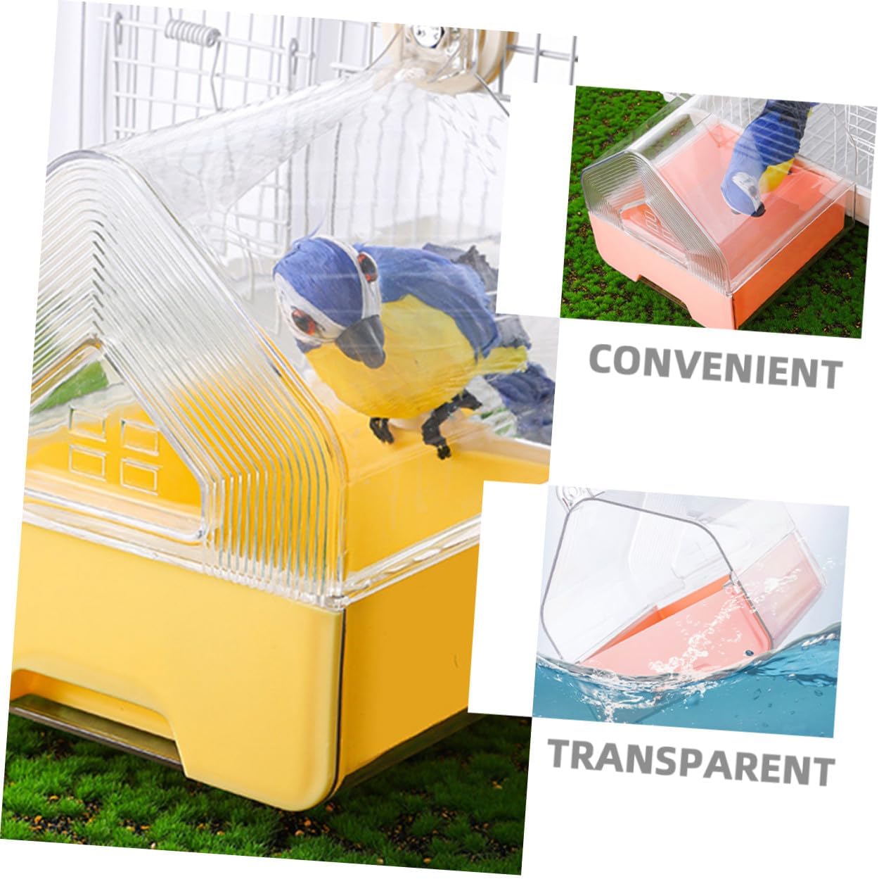 BESPORTBLE 2pcs Hanging Bird Bath for Cage with Drawer, Parakeet Shower Tub, Budgie Bathing Accessory, Suitable for Small Parrots, Cockatiels, Lovebirds, and Conures