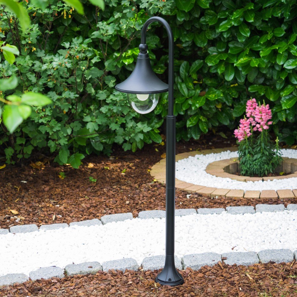 Lampada da esterno Elgin, lampada da terra in stile antico, metallo in nero opaco, lampada da sentiero 120 cm, lampada da giardino retrò/vintage, attacco E27, IP44, senza lampadina/e