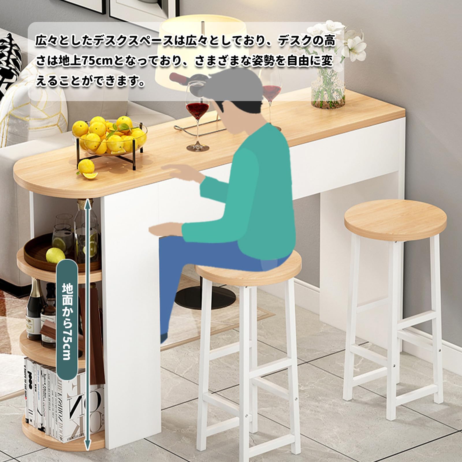 Amazon｜FVTVHEV カウンターテーブル ハイテーブル カフェテーブル