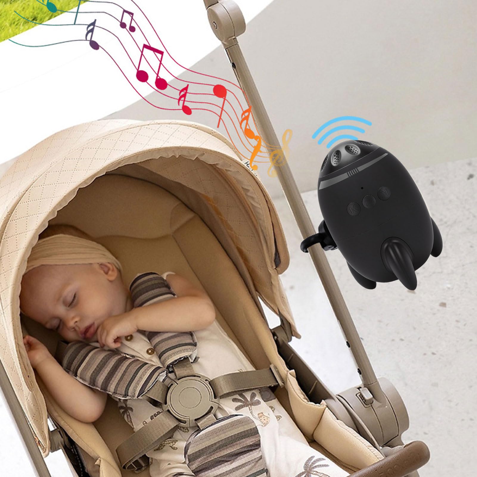 Dondolo Portatile per Neonati, Dispositivo Vibrante a velocità Regolabile per Passeggino, con Batteria 1200 MAh per il Comfort del bambino.