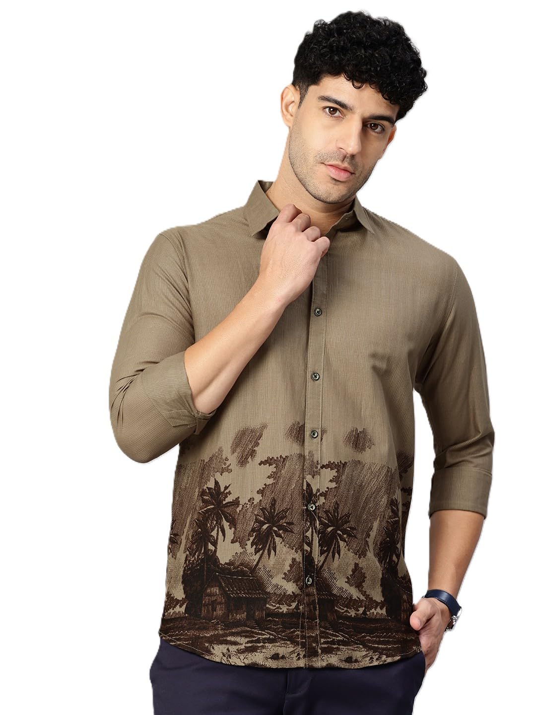 majestic man Stylish Ombre Print Pure Cotton Casual Shirt for Men-picture-40