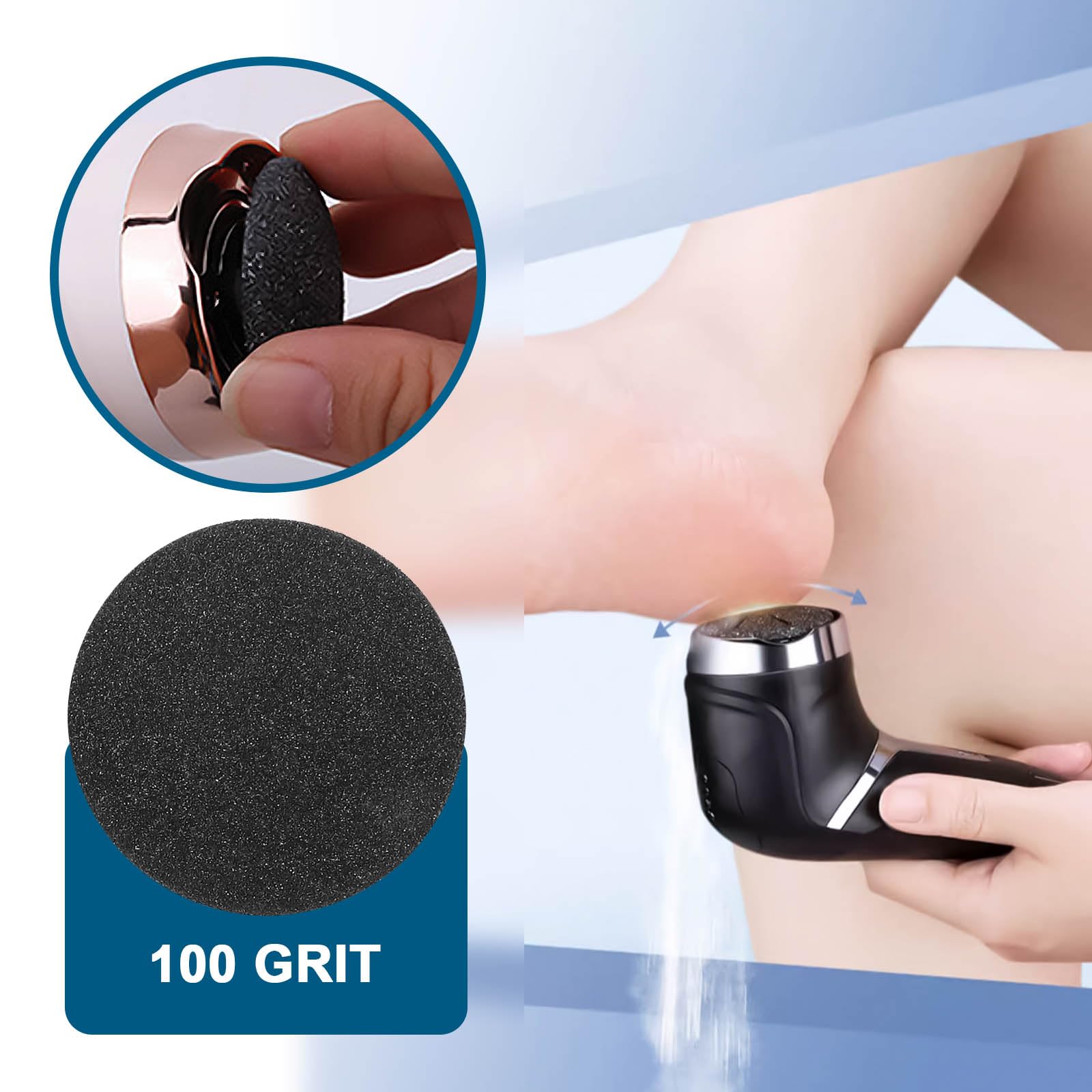 ECSiNG 8PCS Replacement Grinding Heads Foot Care Tool Compatible with Asiaark Electric Foot Callus Remover Pedicure Tools 100 Grit & 60 Grit - Image 3