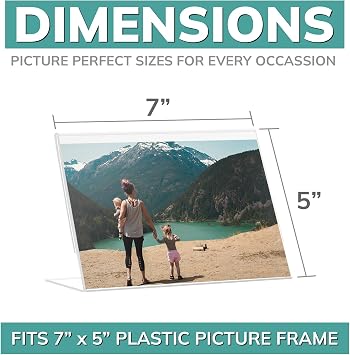 pbf 7x5 Acrylic Sign Holder Display | Clear Horizontal Slanted (6-Pack)