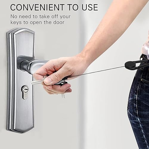 Miniatura 6 de Toplive Soporte retráctil para tarjetas de identificación con clip de carrete de mosquetón, paquete de 3 llavero retráctil resistente, color negro