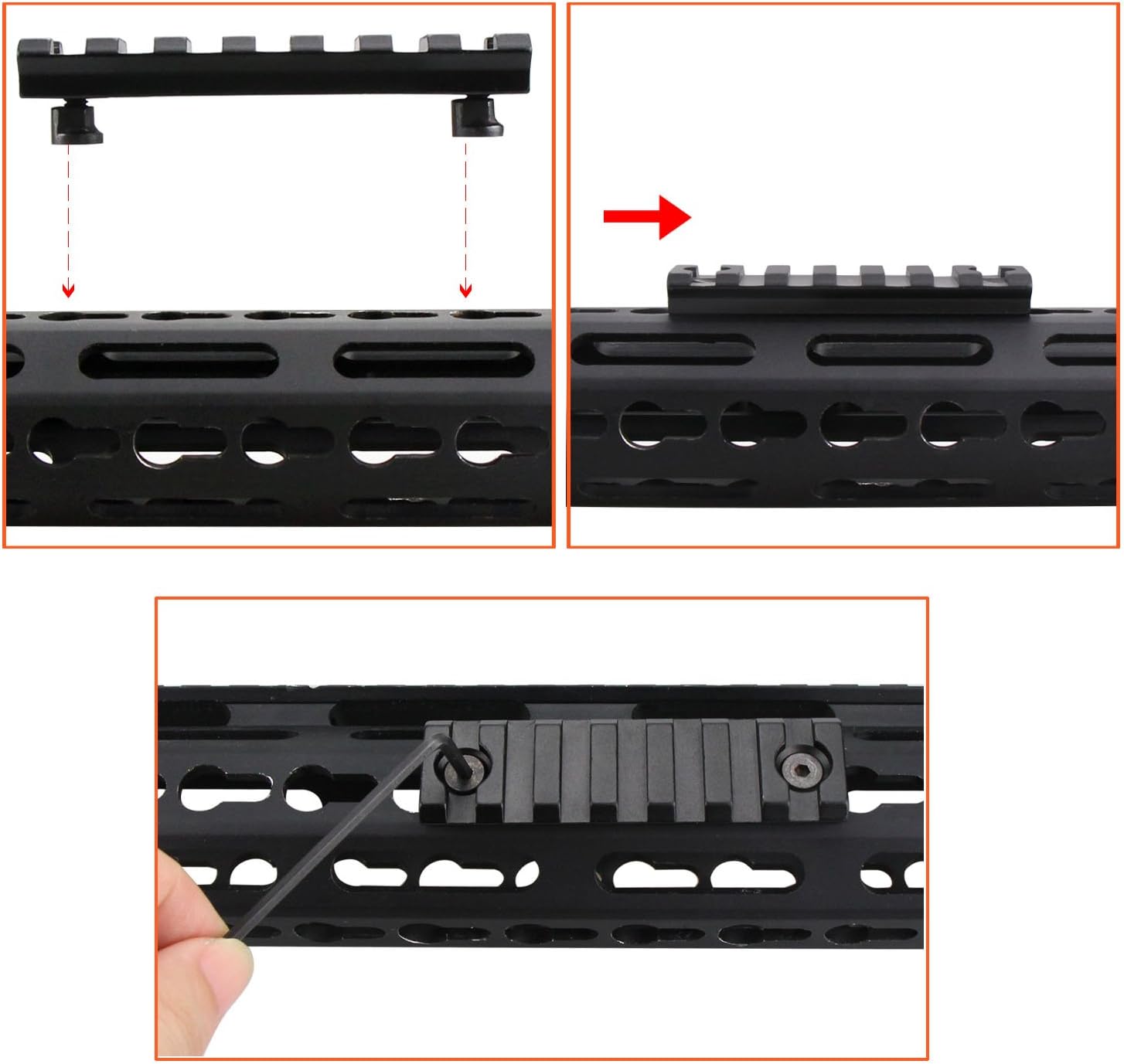 Modkin Picatinny Rail Sections Compatible with Keymod System, Lightweight Rail Mount for Keymod Pack of 3 (13-Slot 7-Slot 5-Slot), Aluminum in Black : Sports & Outdoors