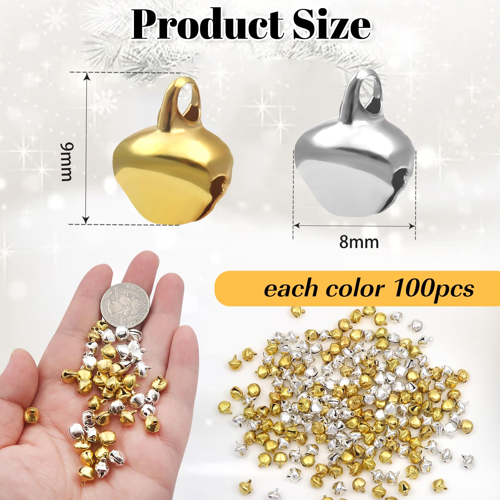 300 Pièces Grelots Clochettes Colorées 8mm Et 10mm - Mini Cloches Métal Pour Décoration Noël, Bijoux Et Artisanat