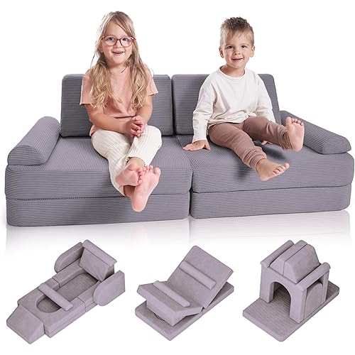 ZICOTO Modular Kids Play Couch for Fun Play Time or Comfy Lounging - The Perfect Toddler Sofa to Boost Creativity and Easily Build Magical Forts and More in Your Playroom/Nursery