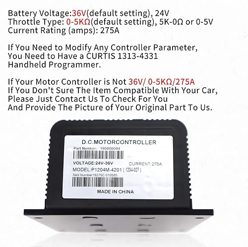 Miniatura 2 de para Curtis 1204-027 Controlador de velocidad 36V 275amp 0-5KΩ Compatible con carritos de golf Club car para Curtis1204 / 1204027