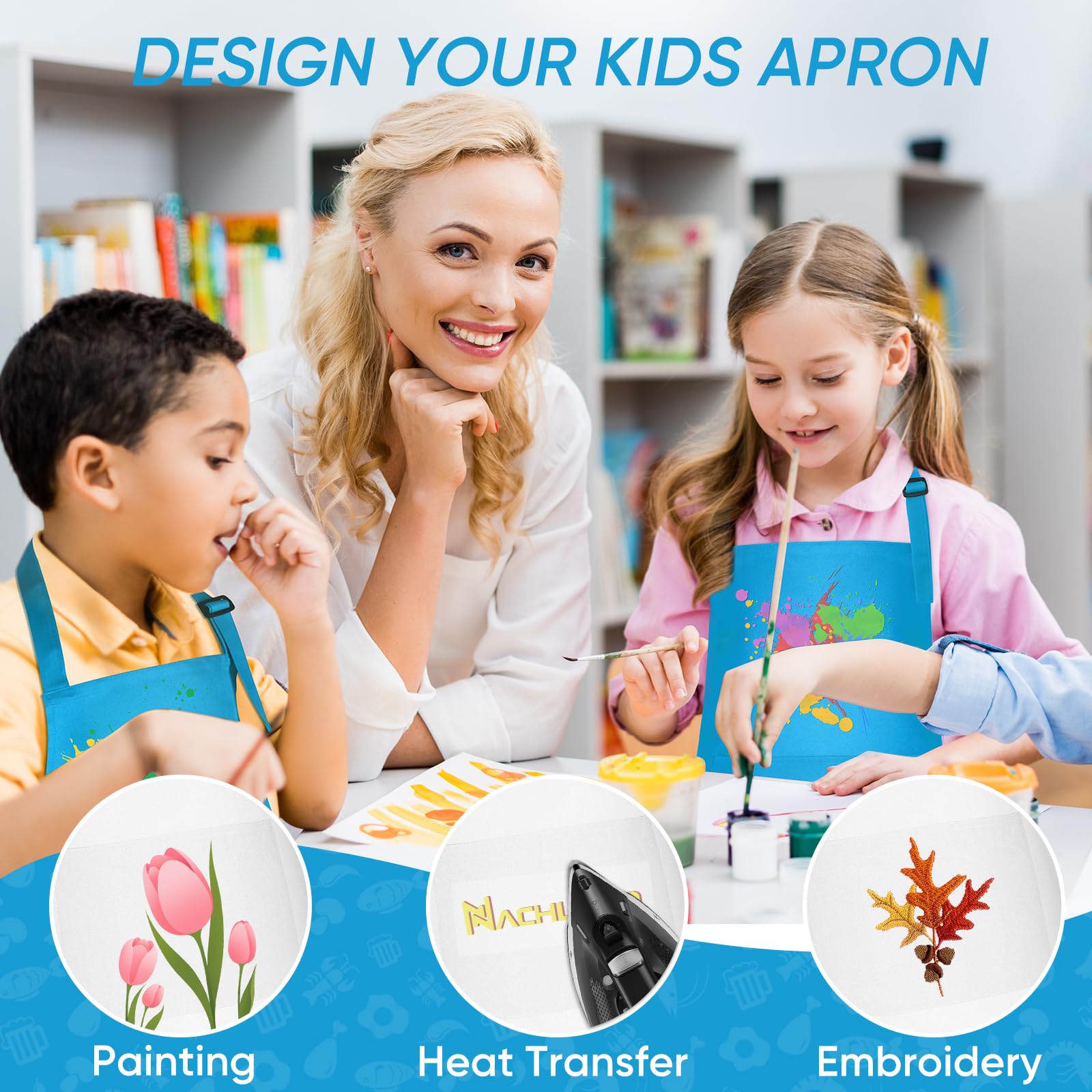 NACHLYNN 4/10/20 pezzi Grembiule regolabile per bambini con 2 tasche Grembiuli da pittura per bambini per pittura artigianato cucina