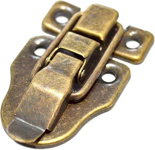 5 cerrojos de bronce decorativos vintage con cierre de gancho para joyero, caja de madera, maletín (longitud 2-38 pulgadas, ancho 1-58 pulgadas)