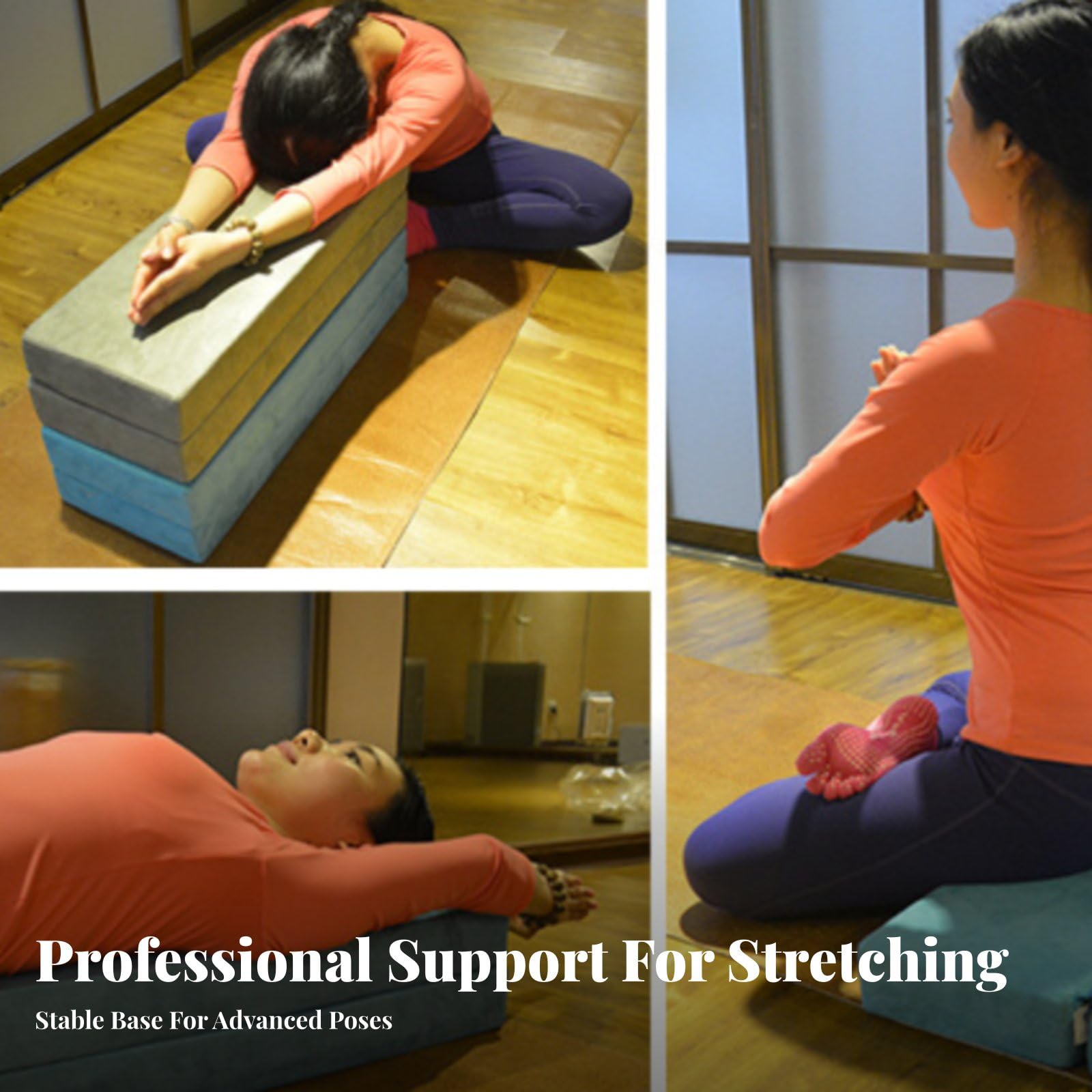 Amagogo Cuscino con Supporto Adattabile per Posizioni Ripristinanti E Meditazione con Rivestimento in Pelle Scamosciata Rimovibile E Struttura Pieghevole