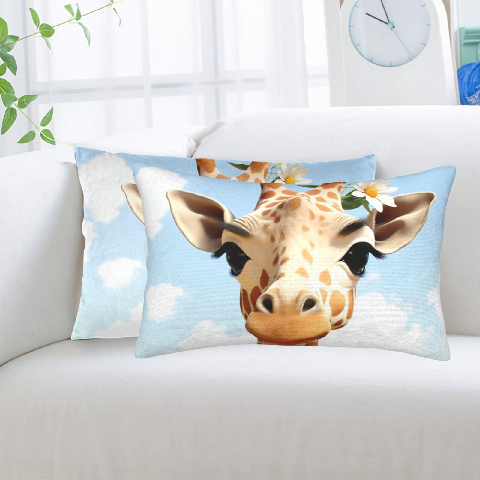 Giraffe Standard Pillowcases Sets of 2, Ultra Soft Microfiber Plush Pillow Cases 14"X20" Comfort Decorative Throw Pillow Cover with Hidden Zipper for Bedroom, Sofa, Couch