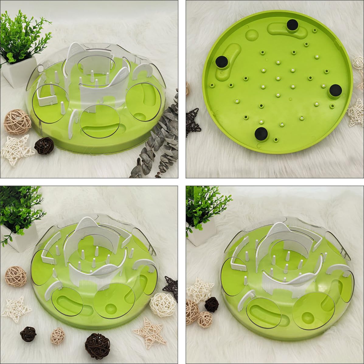 SOIMISS Alimentador Tipo Laberinto Juguete de Alimentación Lenta para Gatos Interactivo DIY, Abs, Verde, Fácil de Lavar, para Alimentación, para Gatos