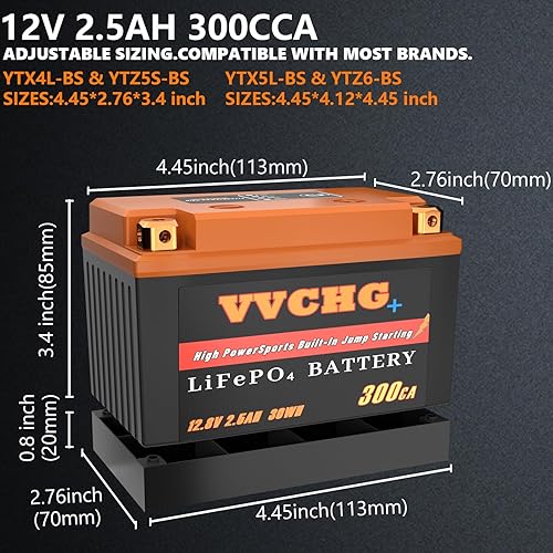 Miniatura 6 de Batería de litio para motocicletas, YTX4L-BSYTX5L, YTZ5S-BSYTZ6-BS-BS, 12V 2.5Ah 300A batería deportiva de alta potencia LiFePO4, para bicicletas de