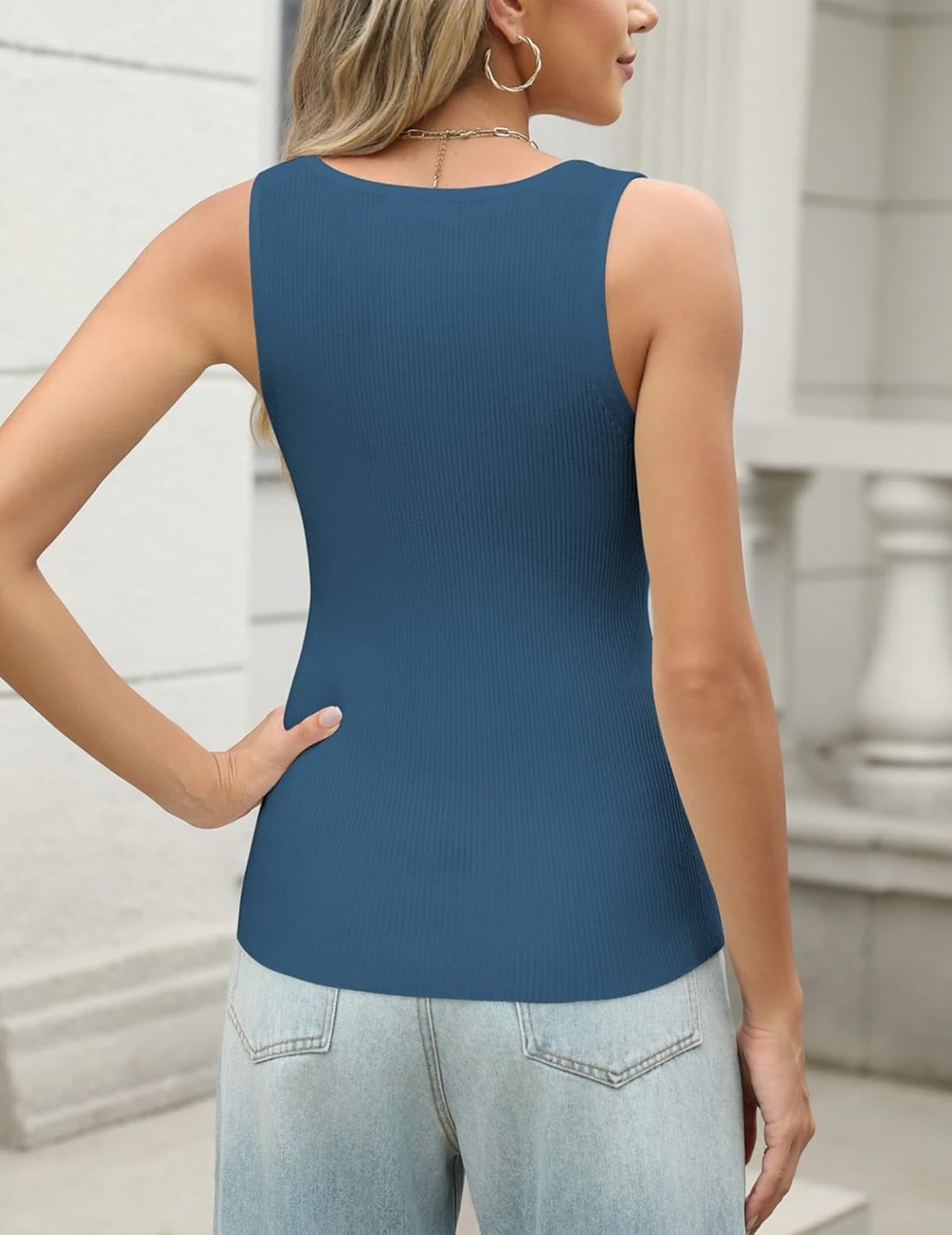 Zeagoo Womens Ribbed Tank Tops 2026 V Neck Slim Fit Knit Sleeveless Shirts Casual Basic Tee - Image 4