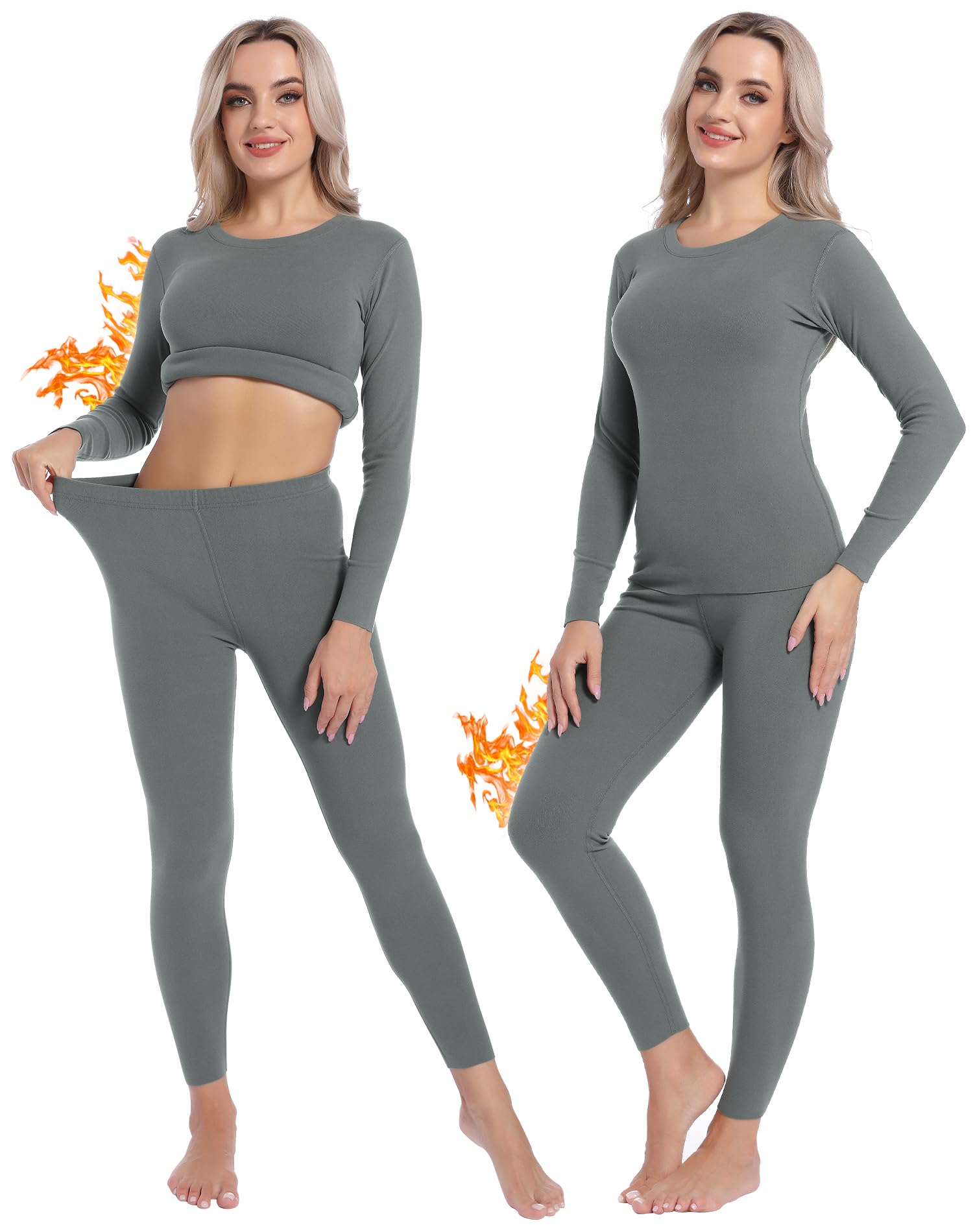 INNERSY Intimo Termico Donna Completo Maglia Termica Manica Lunga e Pantalone Caldo Pigiama Invernale Sci Set