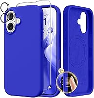 Vista 297 de GONEZ Funda de silicona para iPhone 14 Pro Max, compatible con MagSafe, con protector de pantalla + protector de lente de cámara, silicona líquida a