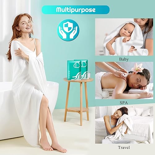 Miniatura 2 de GXF Paquete de 2 toallas de baño comprimidas, 56 x 28 pulgadas, algodón puro, portátil, desechables, hipoalergénicas, deshidratadas, expandibles,