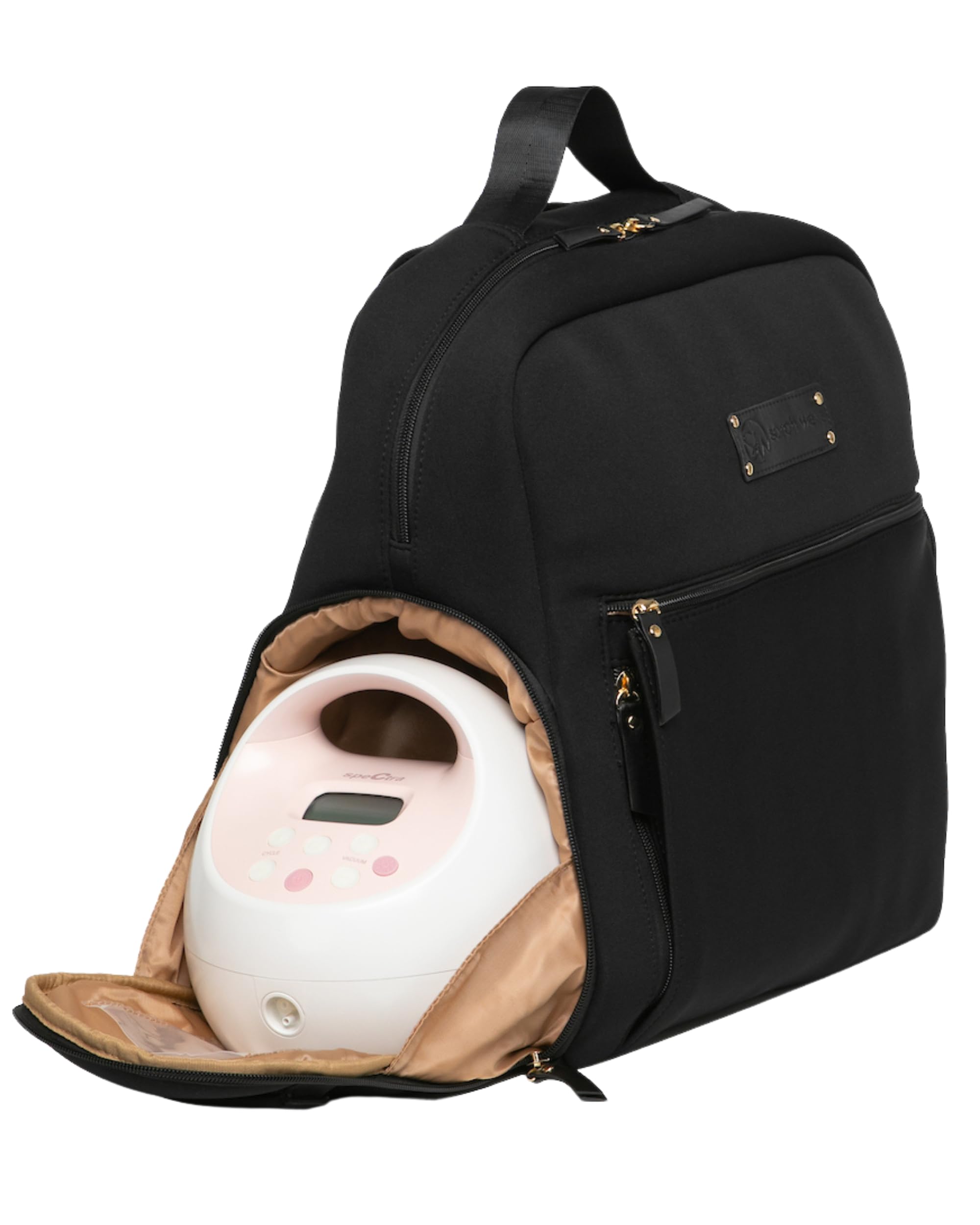 Sarah Wells Fiona Breast Pump Backpack – Machine Washable Neoprene Pump Bag with Insulated Milk Storage, Laptop Pocket & Adjustable Straps – Stylish Breastfeeding Backpack for Work & Travel (Black)