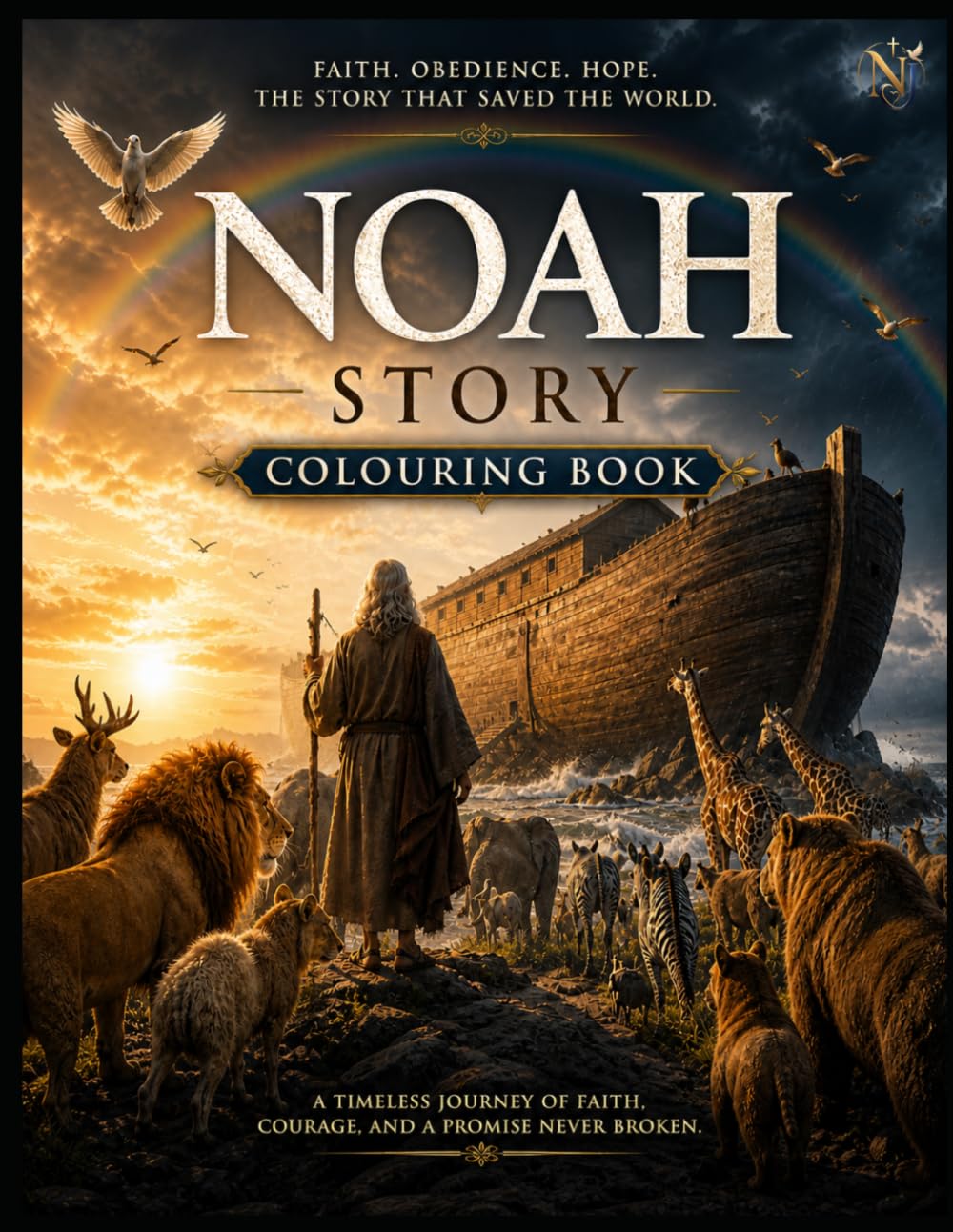 Noah’s Ark Colouring Book for Kids Ages 4–8: A Fun Christian Bible Story Activity Book for Boys and Girls