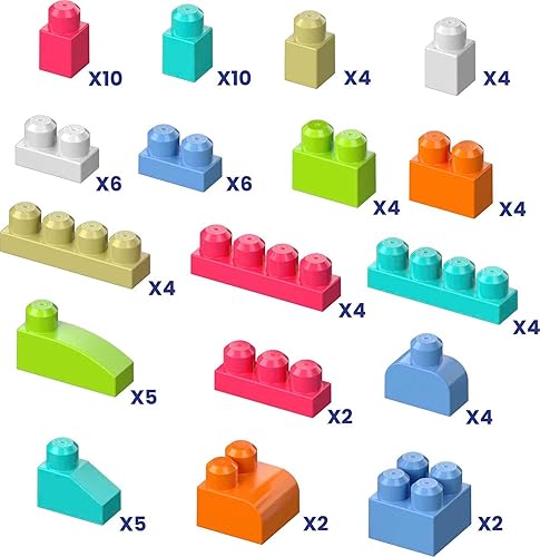 Miniatura 5 de MEGA BLOKS First Builders - Juego de juguetes de bloques para niños pequeños, bolsa de construcción grande con 80 piezas y almacenamiento, color