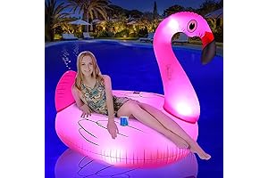 Flyfreeu Inflatable Flamingo Pool Float, Glow in the Dark