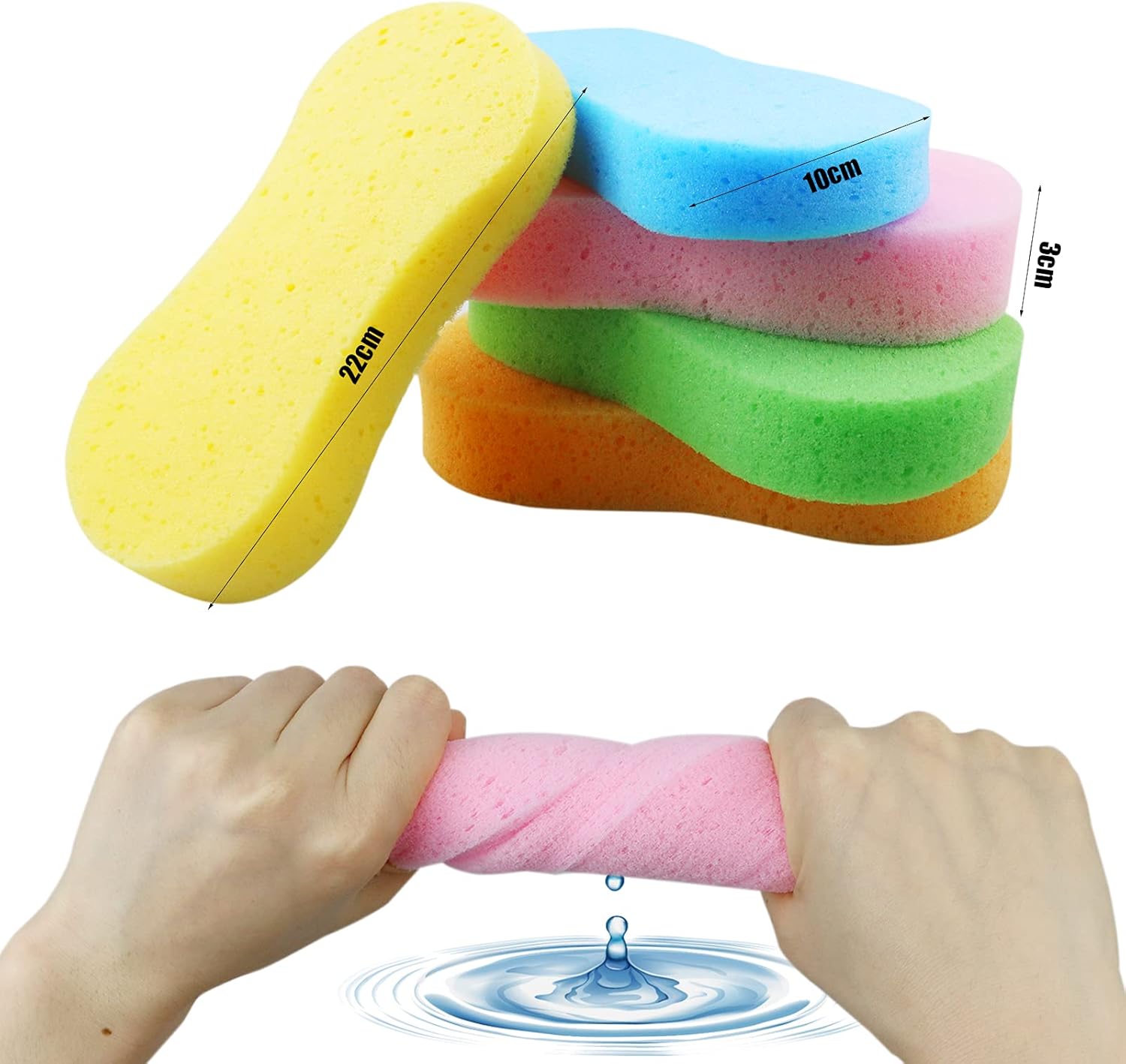 Faxco 10 Pcs Car Wash Sponges, Car Cleaning Large Sponges, Washing Car Sponge Pads, Colorful Soft Wash Sponge Pads : Automotive