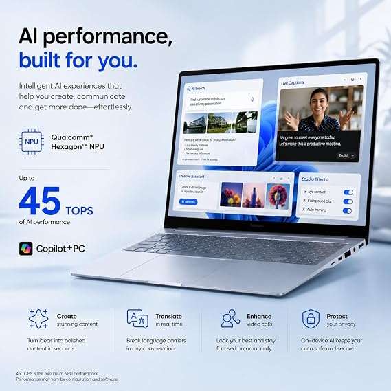 Samsung Galaxy Book4 Edge, 15.6 LED, Snapdragon X, 16GB DDR5, 512GB UFS