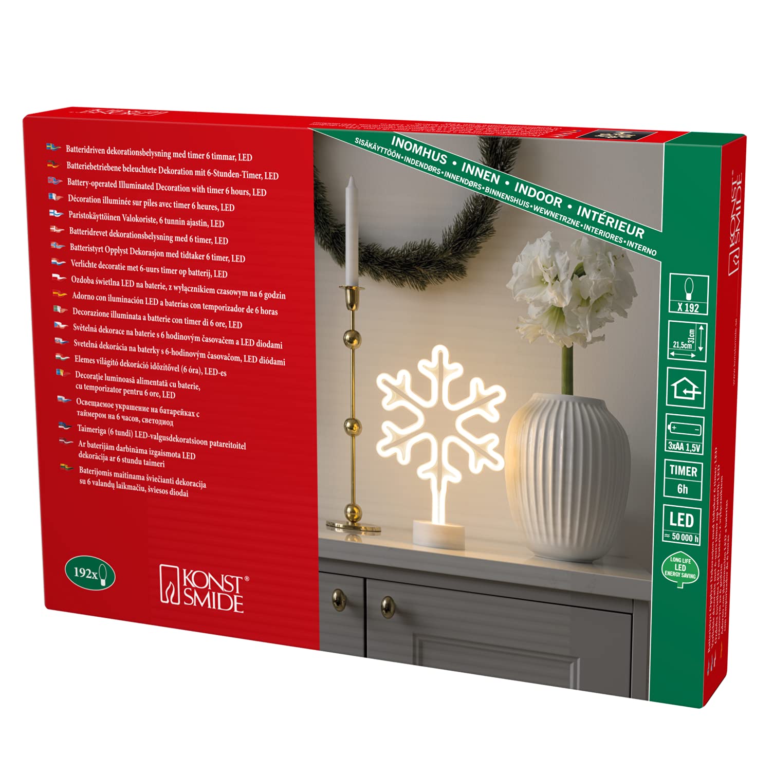 Konstsmide Table Decoration LED Silhouette with 6 Hour Timer Battery Operated Indoor, White, 3077-100