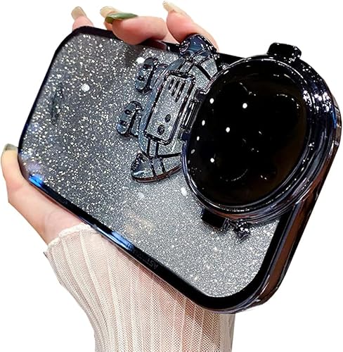 Miniatura 8 de QoKcoahn Funda de teléfono con soporte oculto de astronauta para iPhone 14 Pro Max, bonita protección de lente de astronauta 3D, función atril,