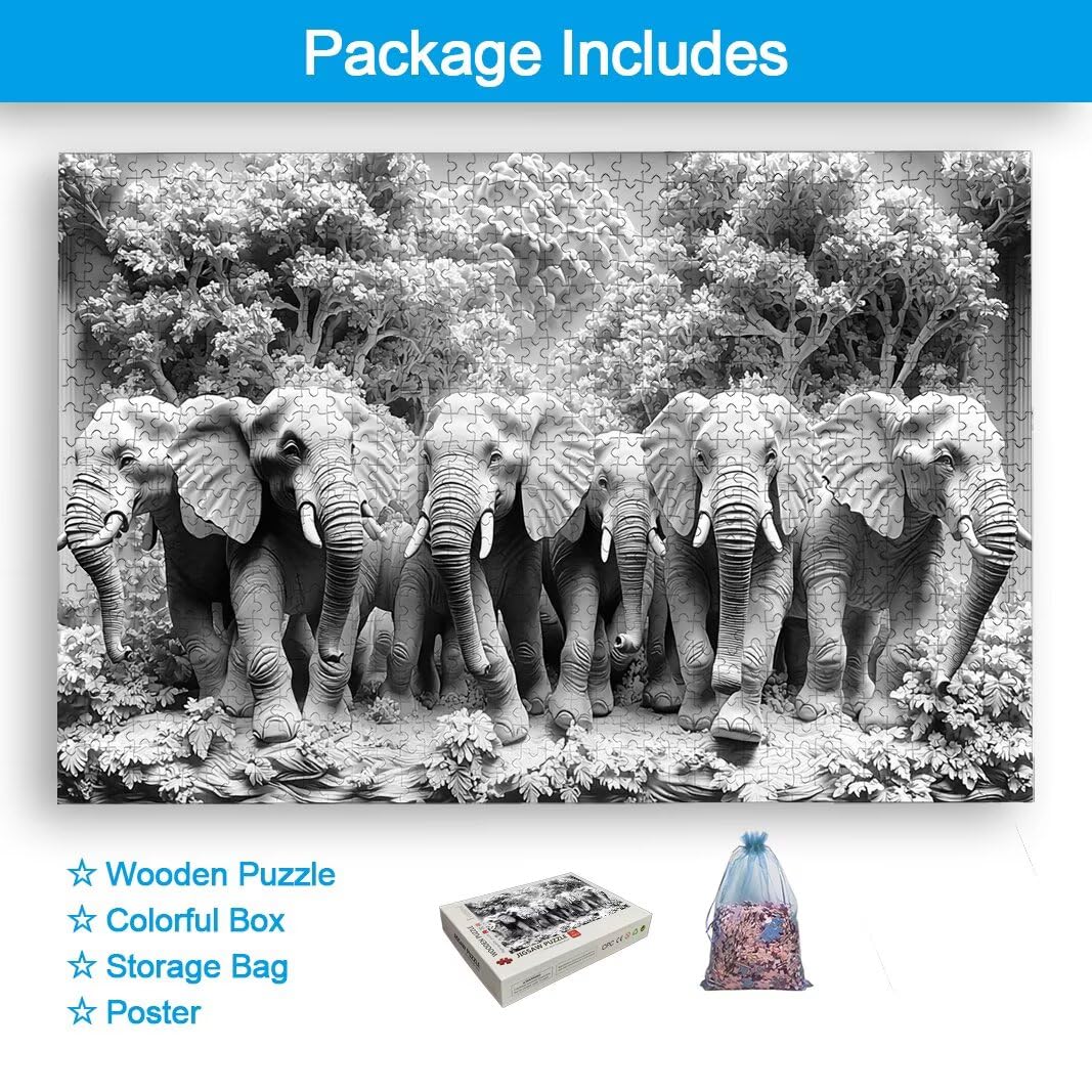 Puzzle 2000 Piezas, Puzzle Elefante de Madera para Adultos, Regalos -2548